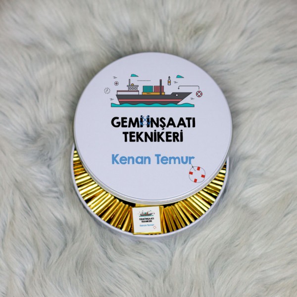 Gemi İnşaatı Teknikeri Metal Kutuda Çikolata 100 Adet