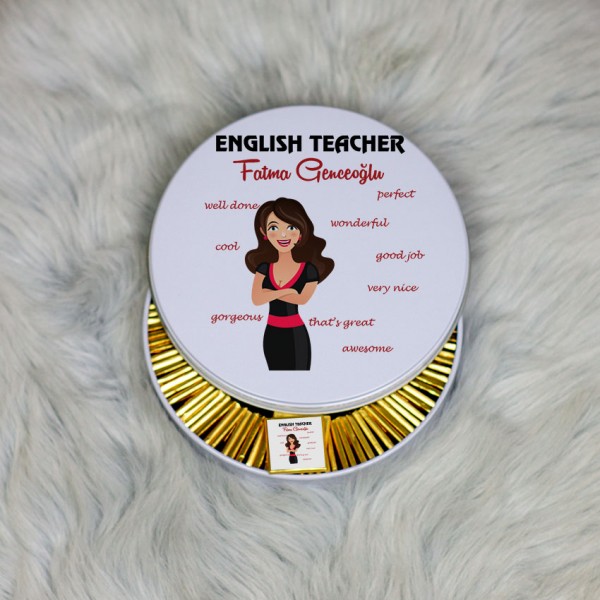 English Teacher Metal Kutuda Çikolata 100 Adet 005