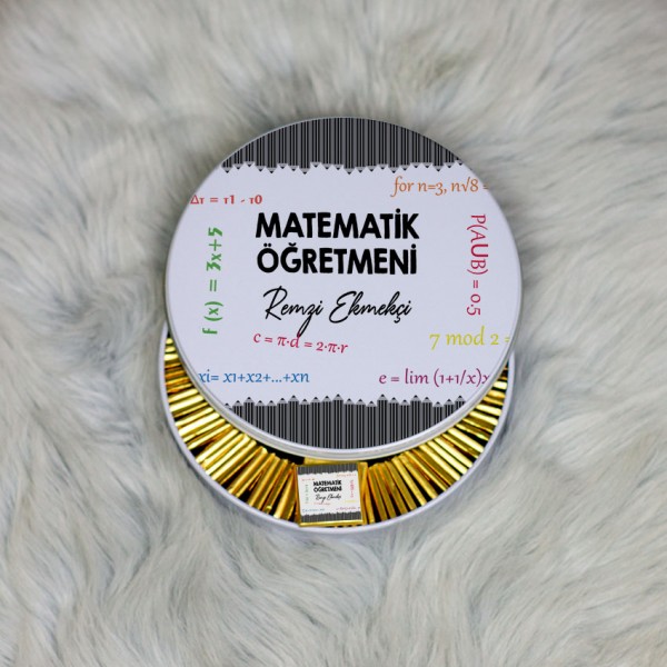 Matematik Öğretmeni Metal Kutuda Çikolata 100 Adet 001