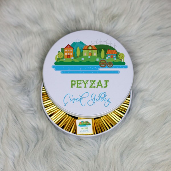 Peyzaj Metal Kutuda Çikolata 100 Adet