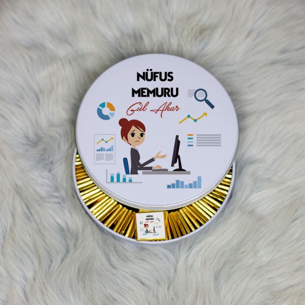 Nüfus Memuru Metal Kutuda Çikolata 100 Adet