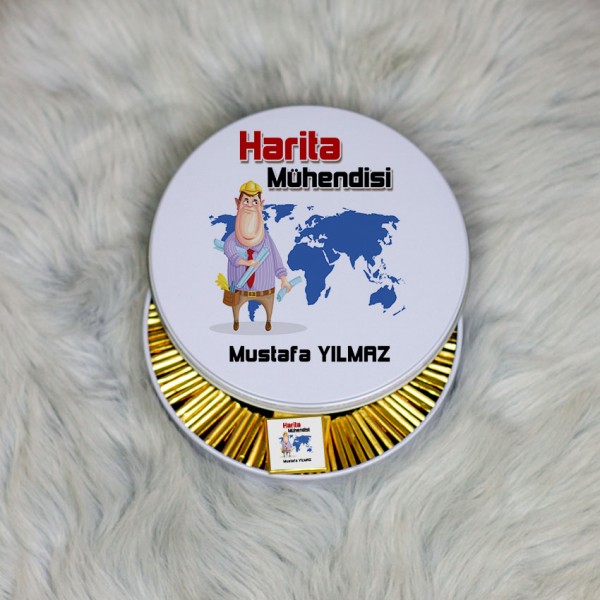 Harita Mühendisine Hediye Metal Kutuda Çikolata 100 Adet 003