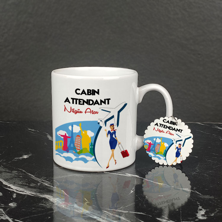 Cabin Attendant Kupa Bardak ve Anahtarlık Set