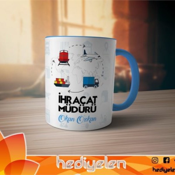 İhracat Müdürü Kupa Bardak - Mavi